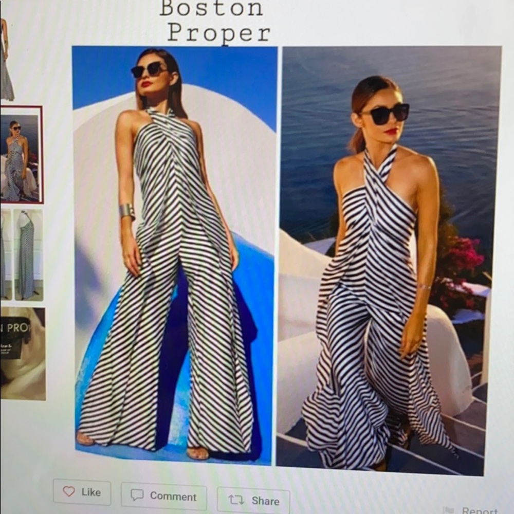 Boston Proper Striped Wide Leg Jumpsuit